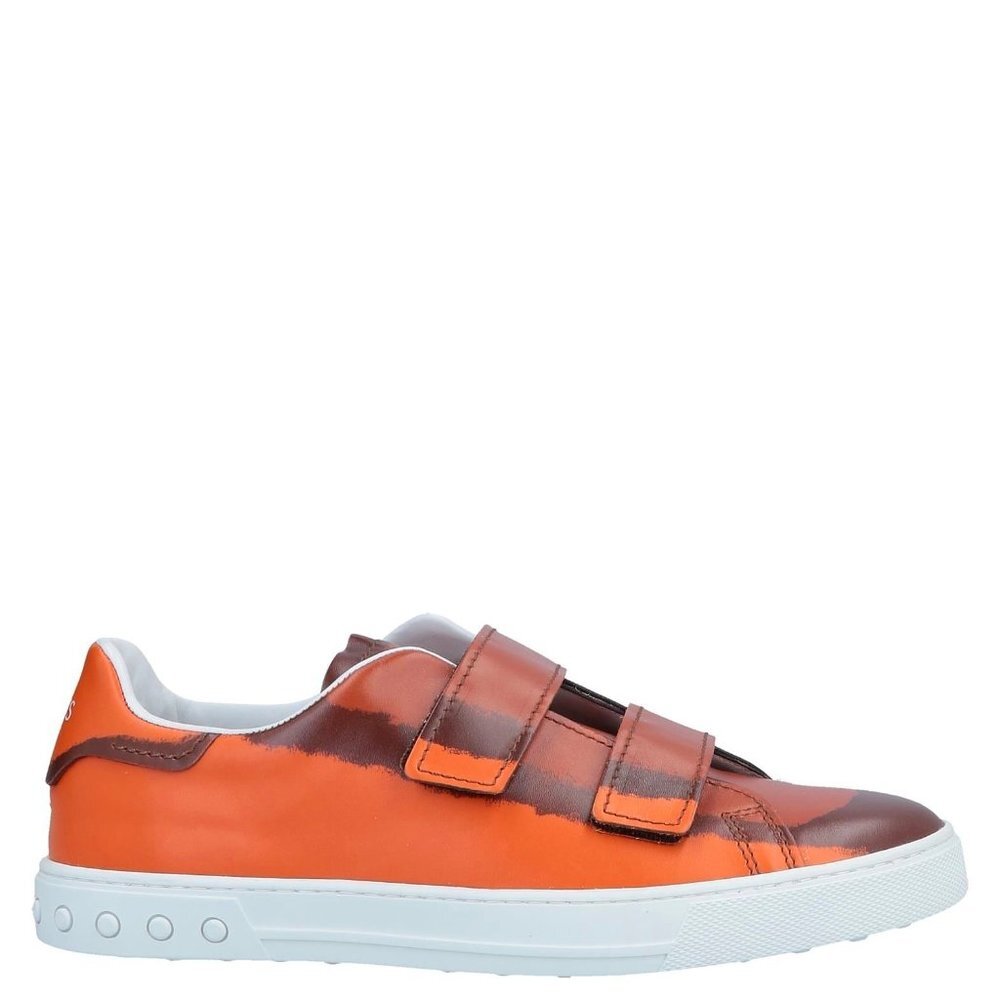 Tod's Men's Orange Printed Leather Double Strap Low Top Sneaker Mens Size 9 - Picture 2 of 11